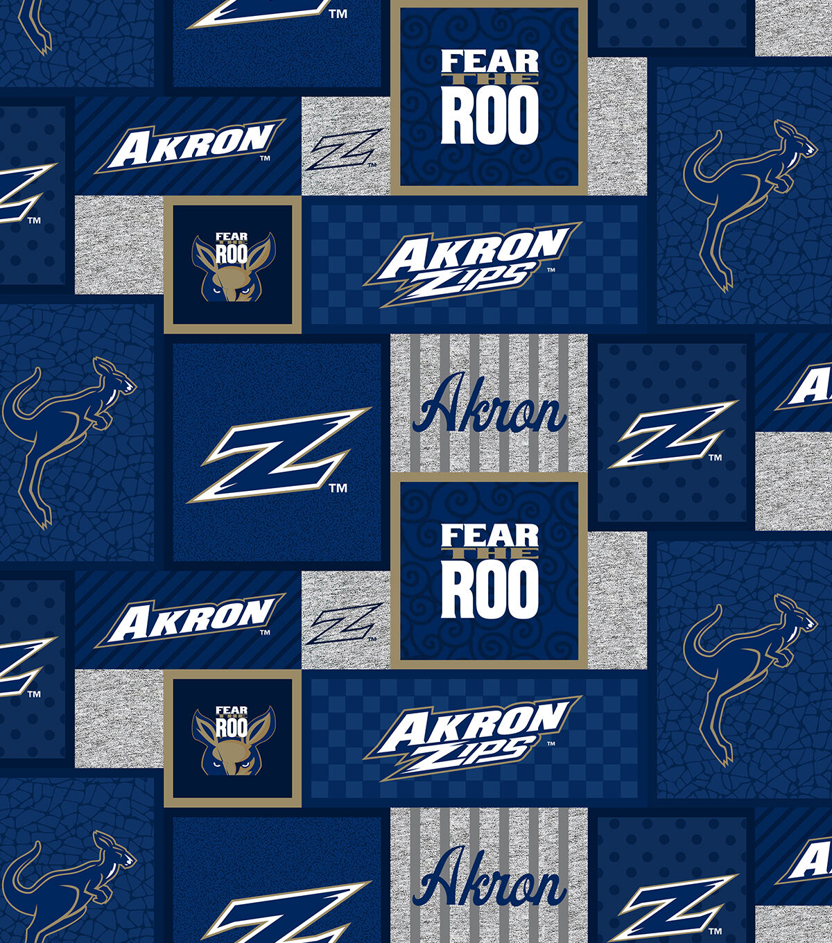 Akron University Patch Fleece Fabric