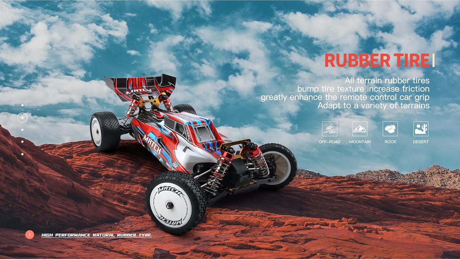 WLtoys XKS 104001 RC Car 45km/h High Speed Racing Car 1/10 2.4GHz RC Buggy 4WD Racing Off-Road Drift Car (104001 2 * 2200mAH)