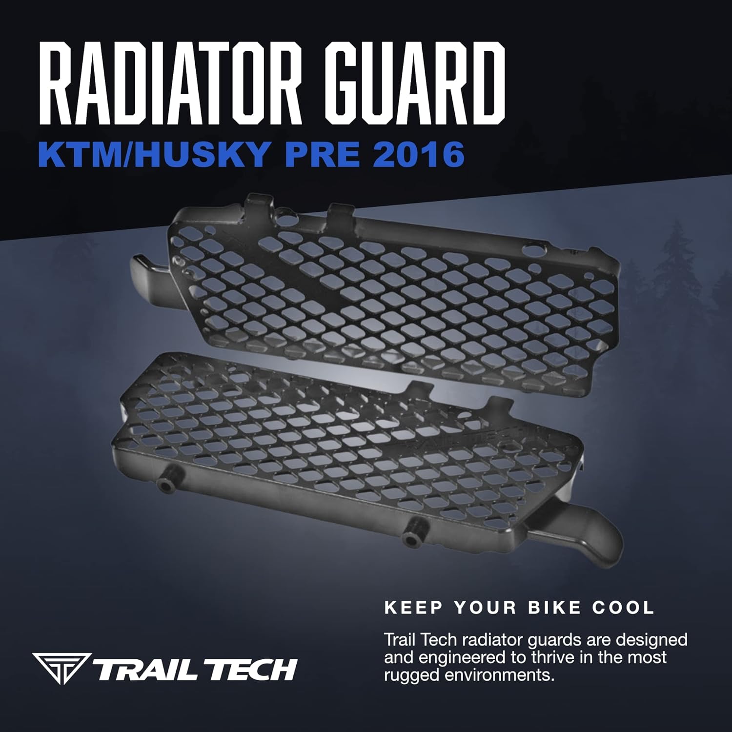 Trail Tech 0150-RB02 Black Radiator Guards KTM Husqvarna 250 300 450 530 2007-2016