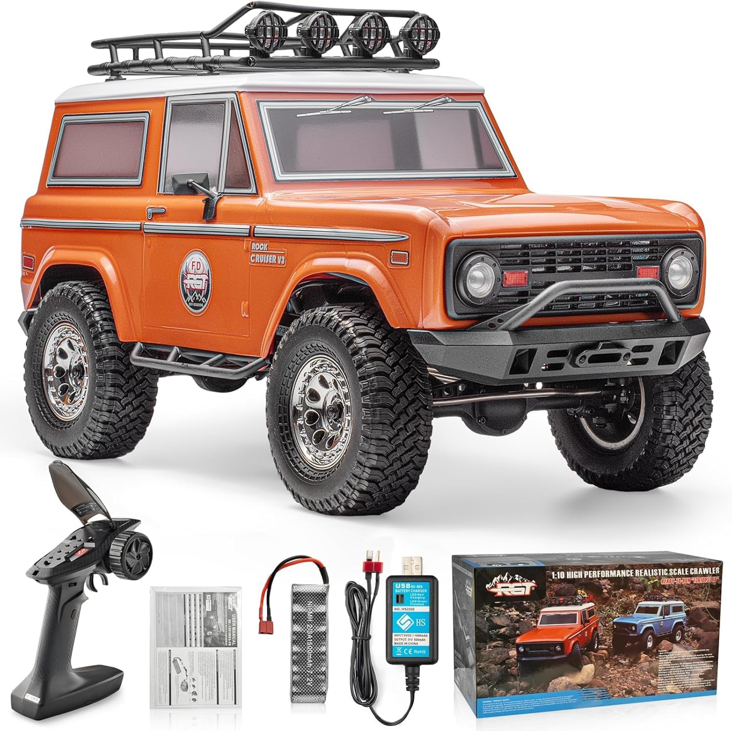 RGT RC Crawler 1:10 4wd Off Road Truck Rock Cruiser RC-4 Remote Control Car 4x4 Hobby RC Car Toy 136100V3FD Orange