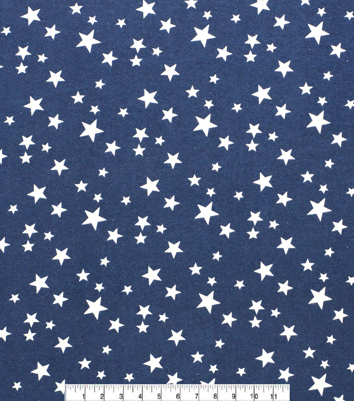 Glow in the Dark Stars on Navy Flannel Fabric
