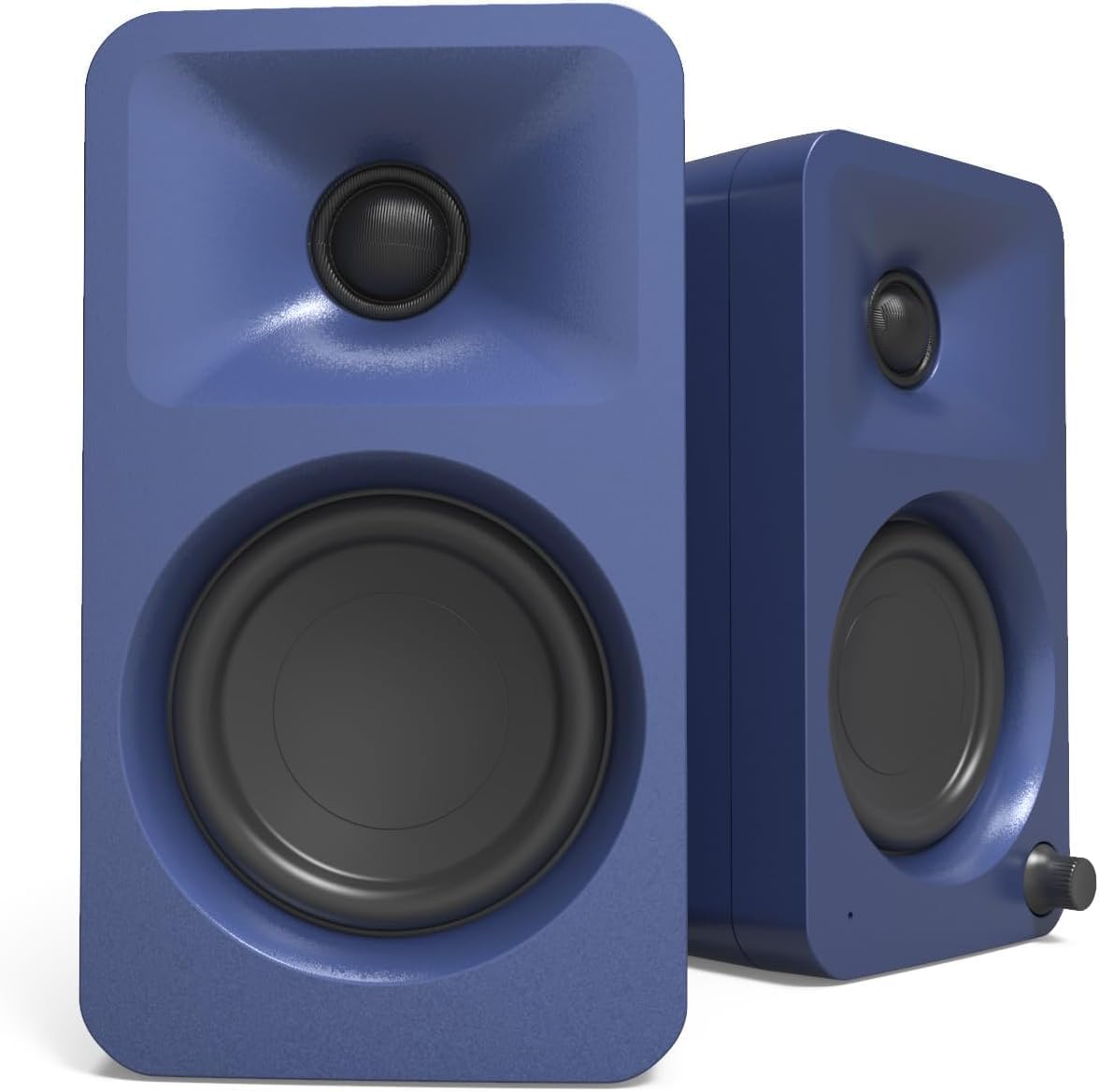 Kanto ORAME 100W Powered Reference Desktop Computer Speakers (Indigo) with 60X-BK Fully Automatic Belt-Drive Stereo Turntable - Bundle