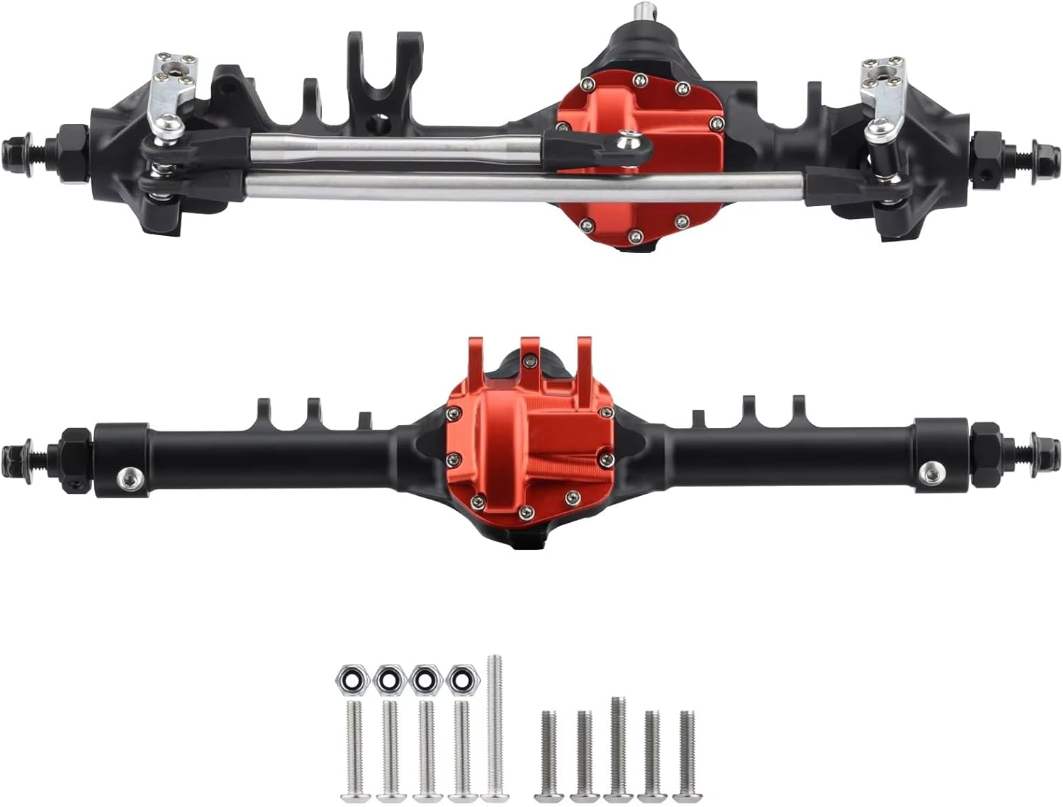 Rc Parts For Axial For SCX10 II VS4-10 1/10 Machined Aluminum Piece Construction Offset Straight Axle Set RC Crawler For Rock Trucks Parts(Black,Set)