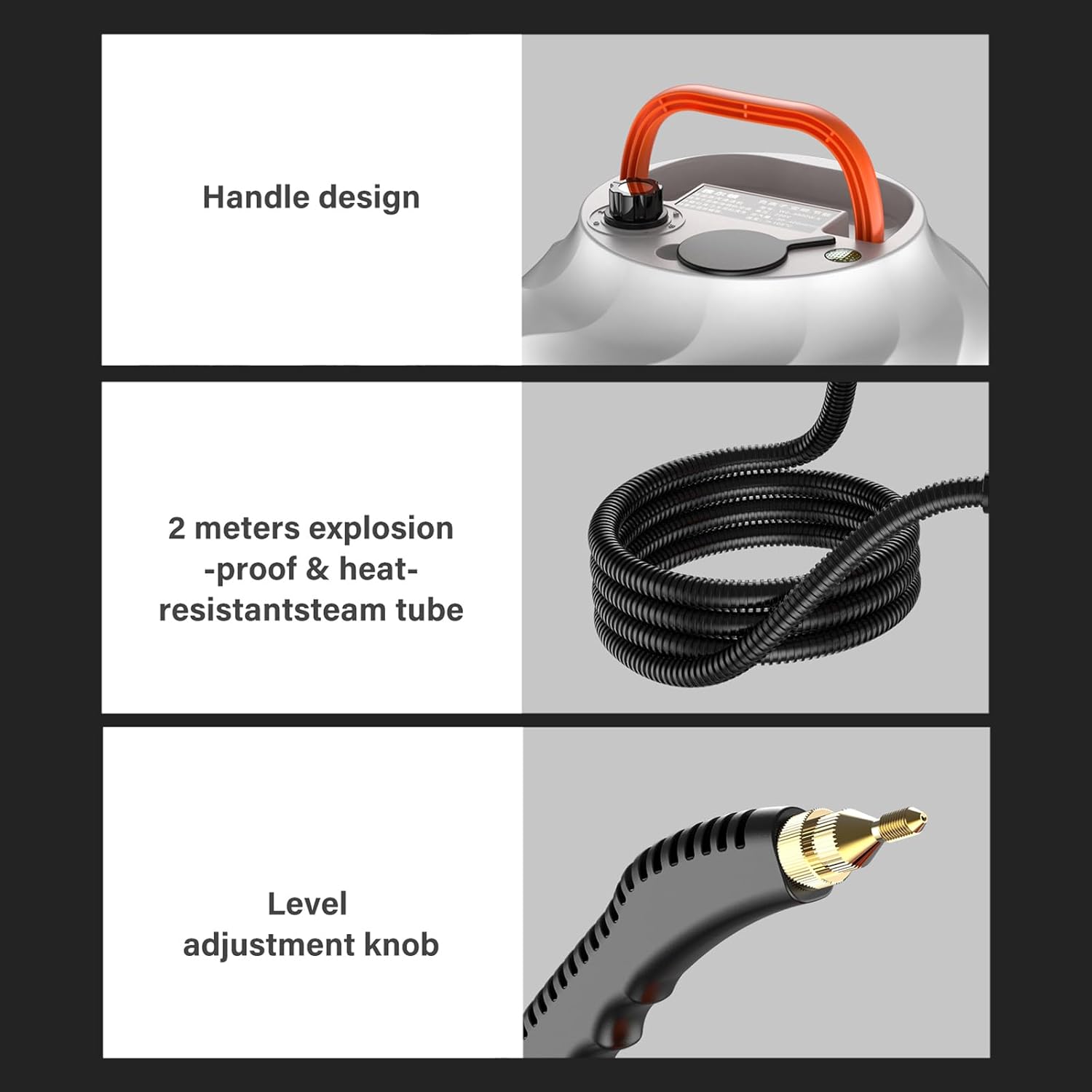 High Temperature Steam Cleaning Machine 2500W Handheld High Pressure Steam Cleaner with 3 Brush Heads 2 Spray Gun and Cleaning kit Tool (E)