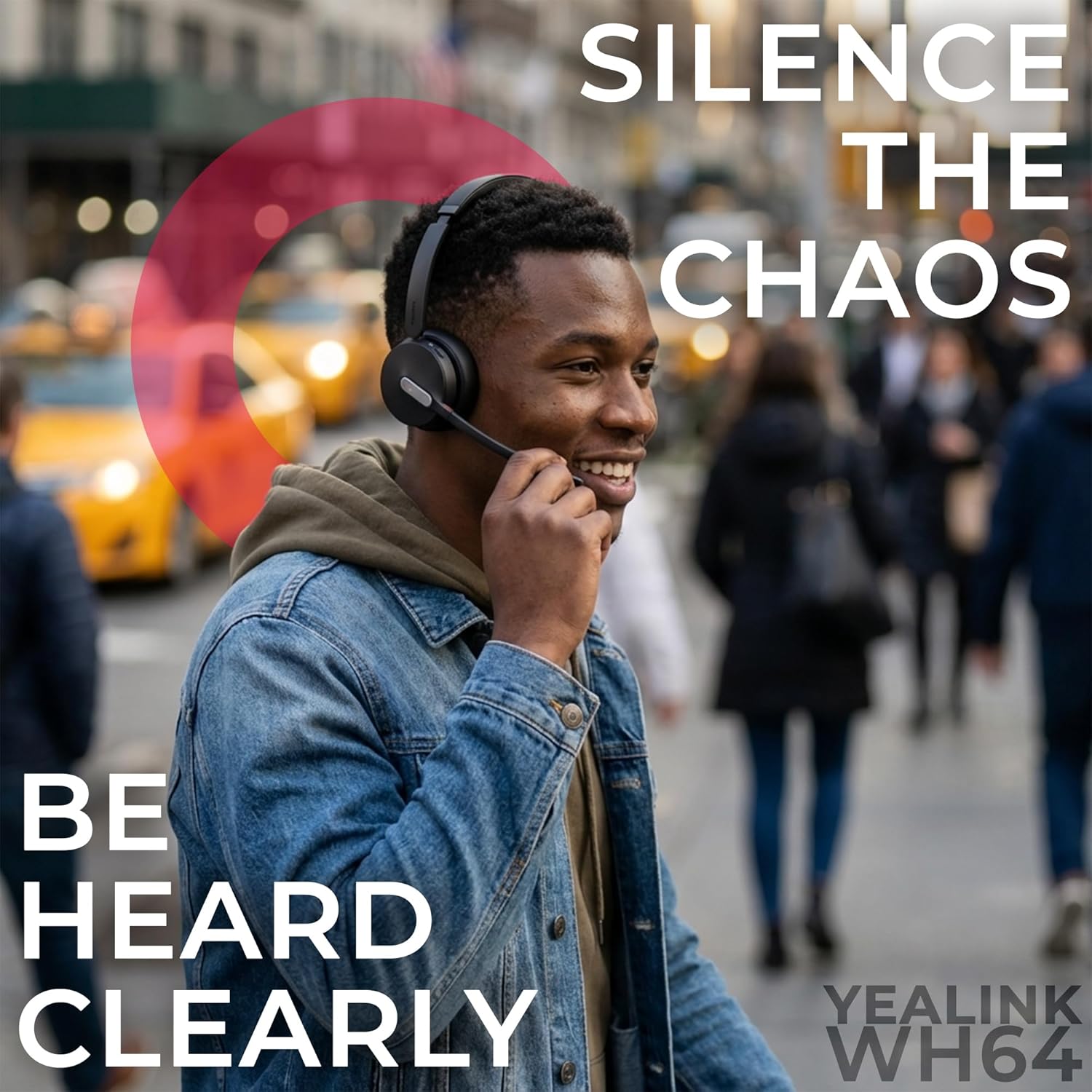 Yealink WH64 Wireless DECT Headset & Bluetooth UC Mono, Teams & Zoom Compatible, Acoustic Shield 2.0, 3-Mic Noise Cancellation, All-Day Comfort, Plug & Play for PC, Phone & UC Platforms, Long Battery