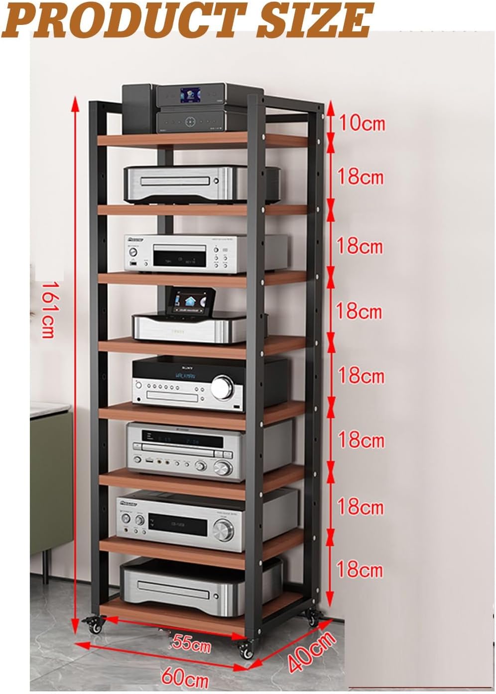 8 Tier AV Media Cabinet Stand Component Cabinet Removable Audio Stand Corner Rack/Storage Rack With Height Adjustable Wood Stand For Home/Office/Audio Video ( Color : Style 2