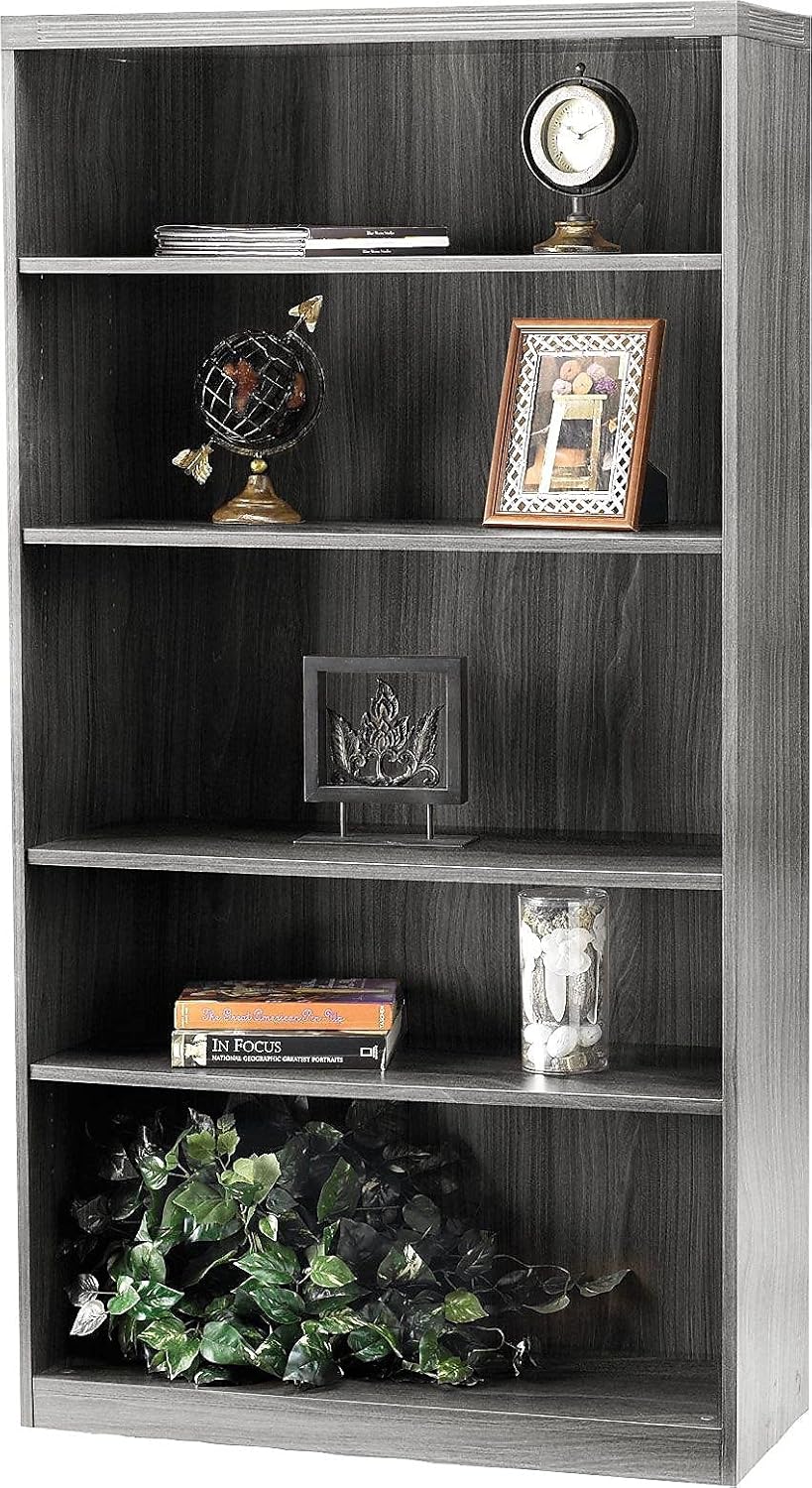 Mayline Aberdeen Bookcase, 5 Shelf, Gray Steel Tf