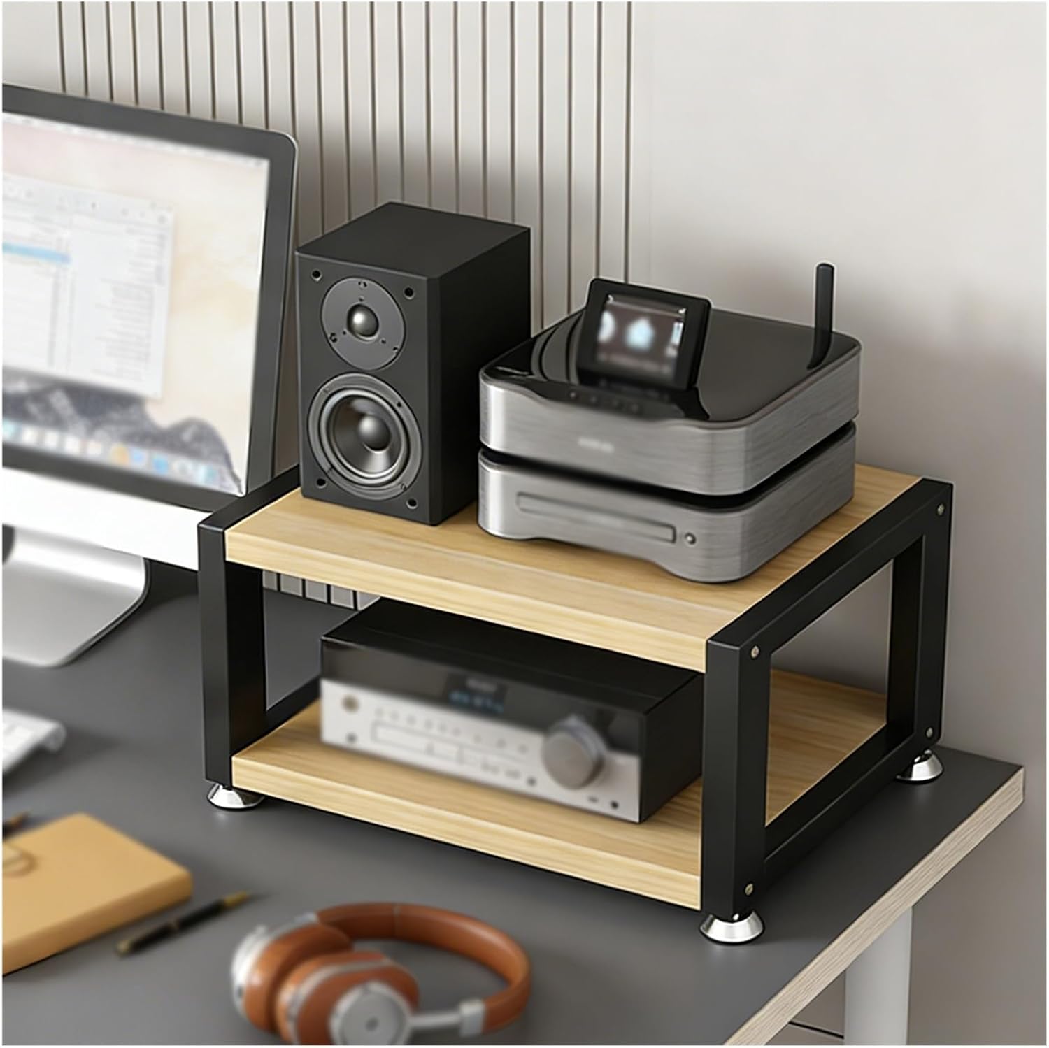 YLLFFLL Tabletop Small 2/3/4 Tier Stereo Component Rack System Cabinet