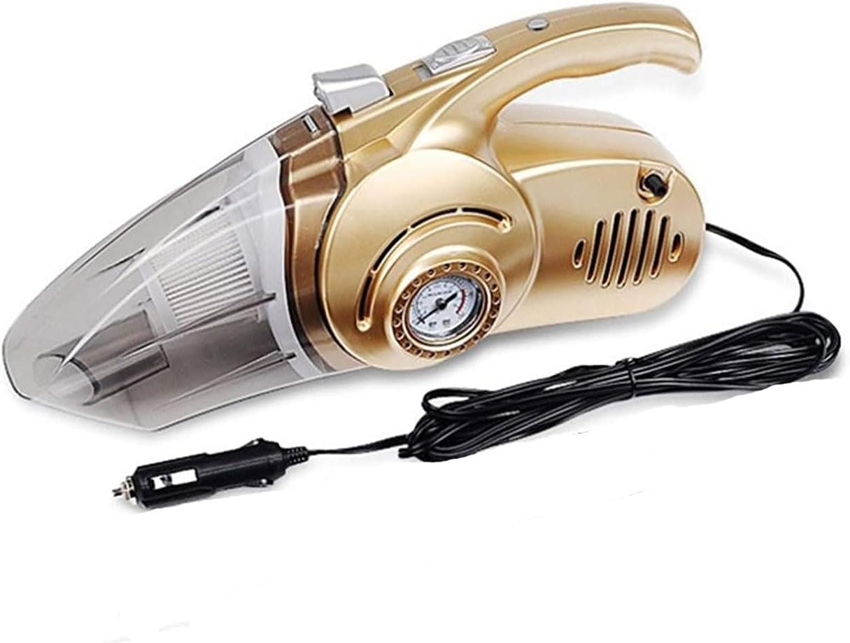 QERMXYRI Handheld Vacuum Cleaner 4-in-1 Handheld Car Vacuum Cleaner with Digital Tire Inflator Can Be Used for Wet and Dry Portable Air Extractor for Car