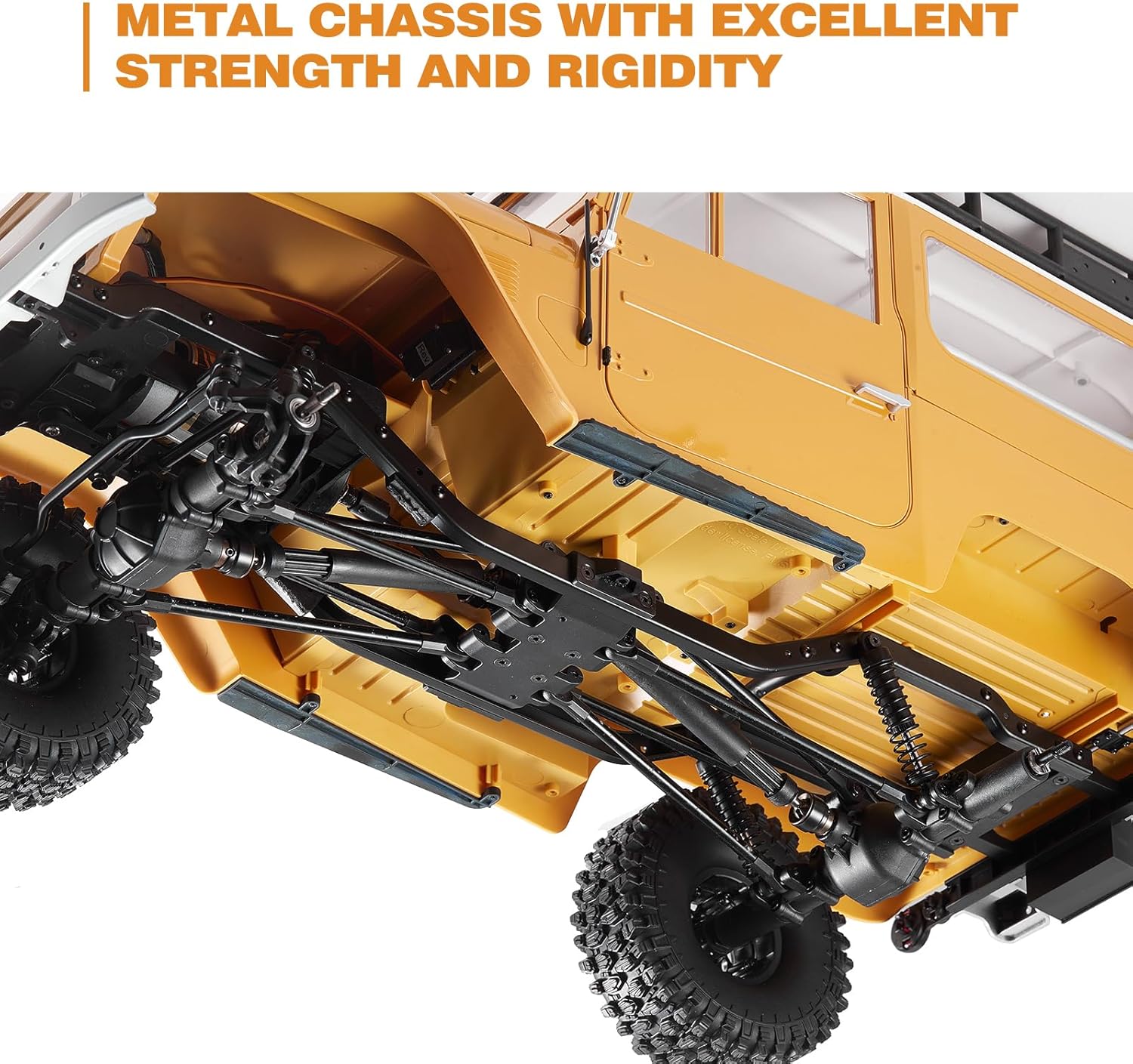 BEEZRC FMS 1/10 RC Crawler FJ40 Toyota Licensed 4WD 2.4G Model Car Hobby 4x4 Rock Crawler Offroad Truck Remote Control Car with Transmitter for Adults (Yellow) FMS11035RSYL