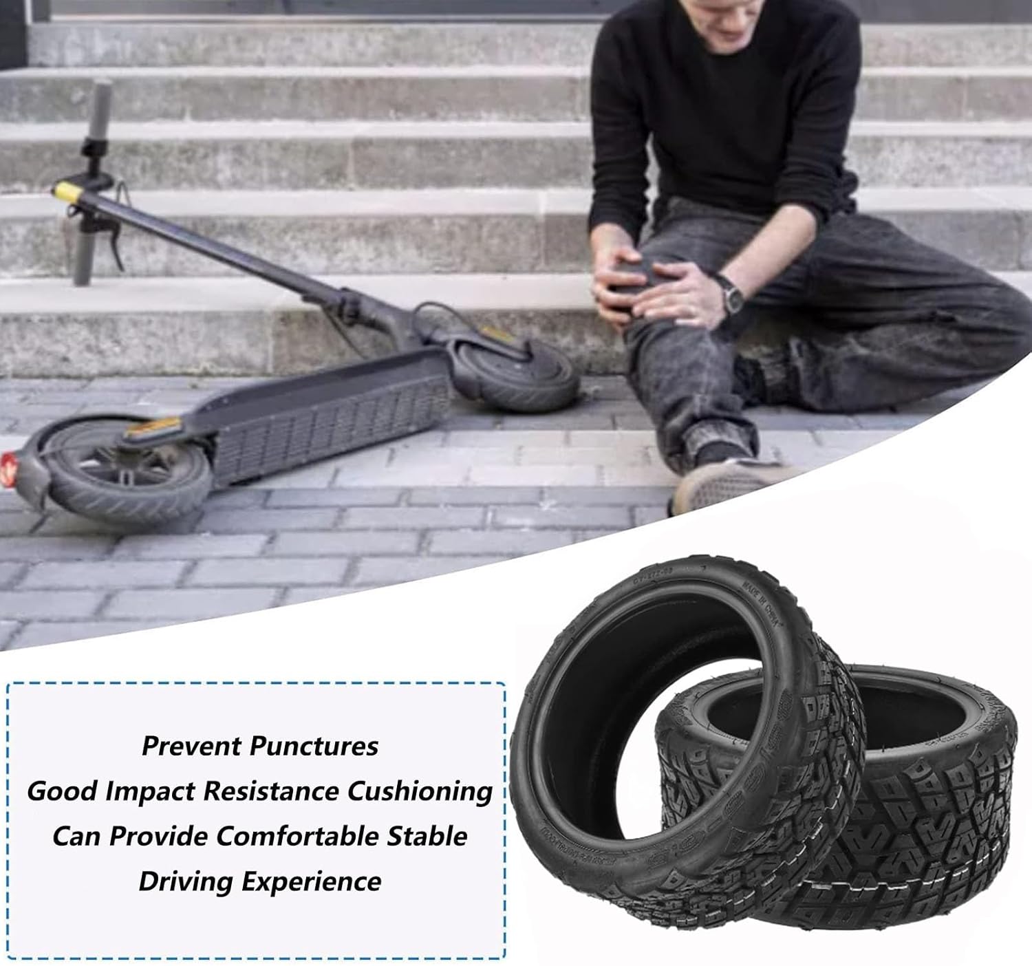 85/65-6.5 Tubeless Tire 10 Inch Off Road Tire Electric Scooter Accessories Wheel Replacement Part for Electric Scooter,One