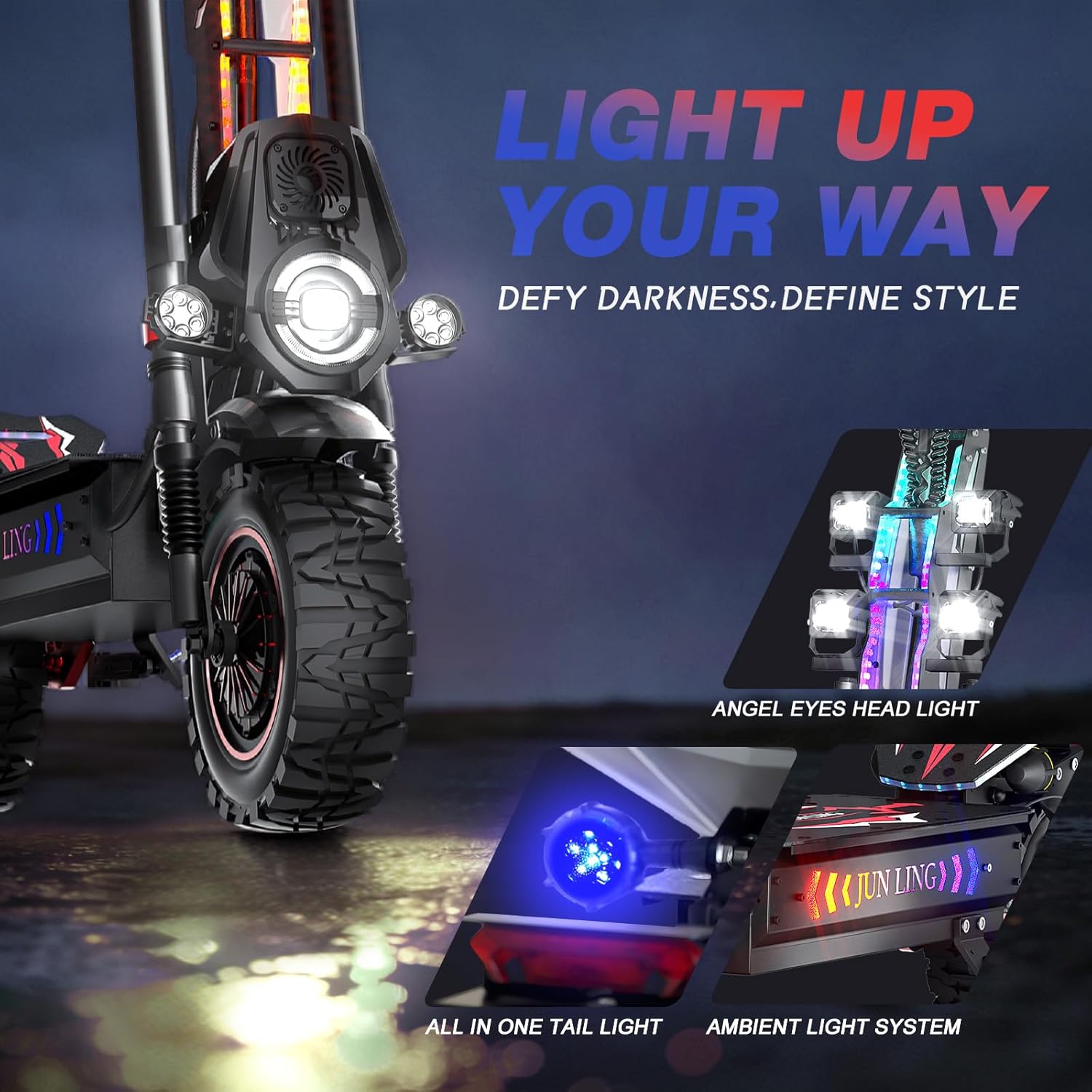 YING LU JL86 PRO 10000W All-Terrain Electric Scooter for Adults with 60V 40Ah Battery for 55MPH & 75+Miles Range. E Scooter with Detachable Motor and 13