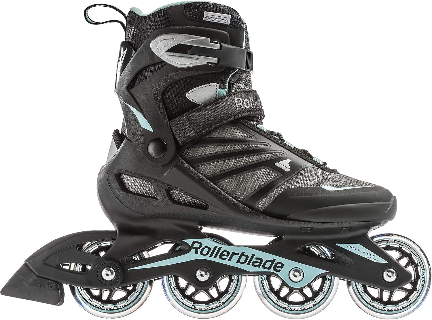 Rollerblade Zetrablade Women's Adult Fitness Inline Skate, Black and Light Blue, Performance Inline Skates