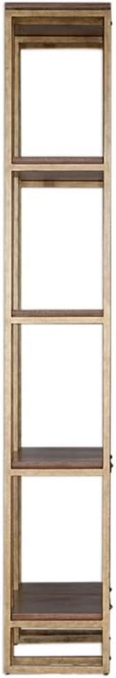 BOWERY HILL 4 Shelf Bookcase in Antique Gold and Dark Walnut