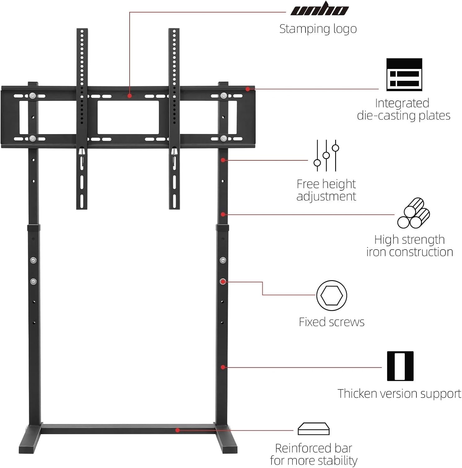 Floor-Standing TV Stand with Stand, Independent TV cart, Height-Adjustable TV Stand Bracket, Suitable for 32-inch-100-inch Flat-Panel LED LCD Screens(White)