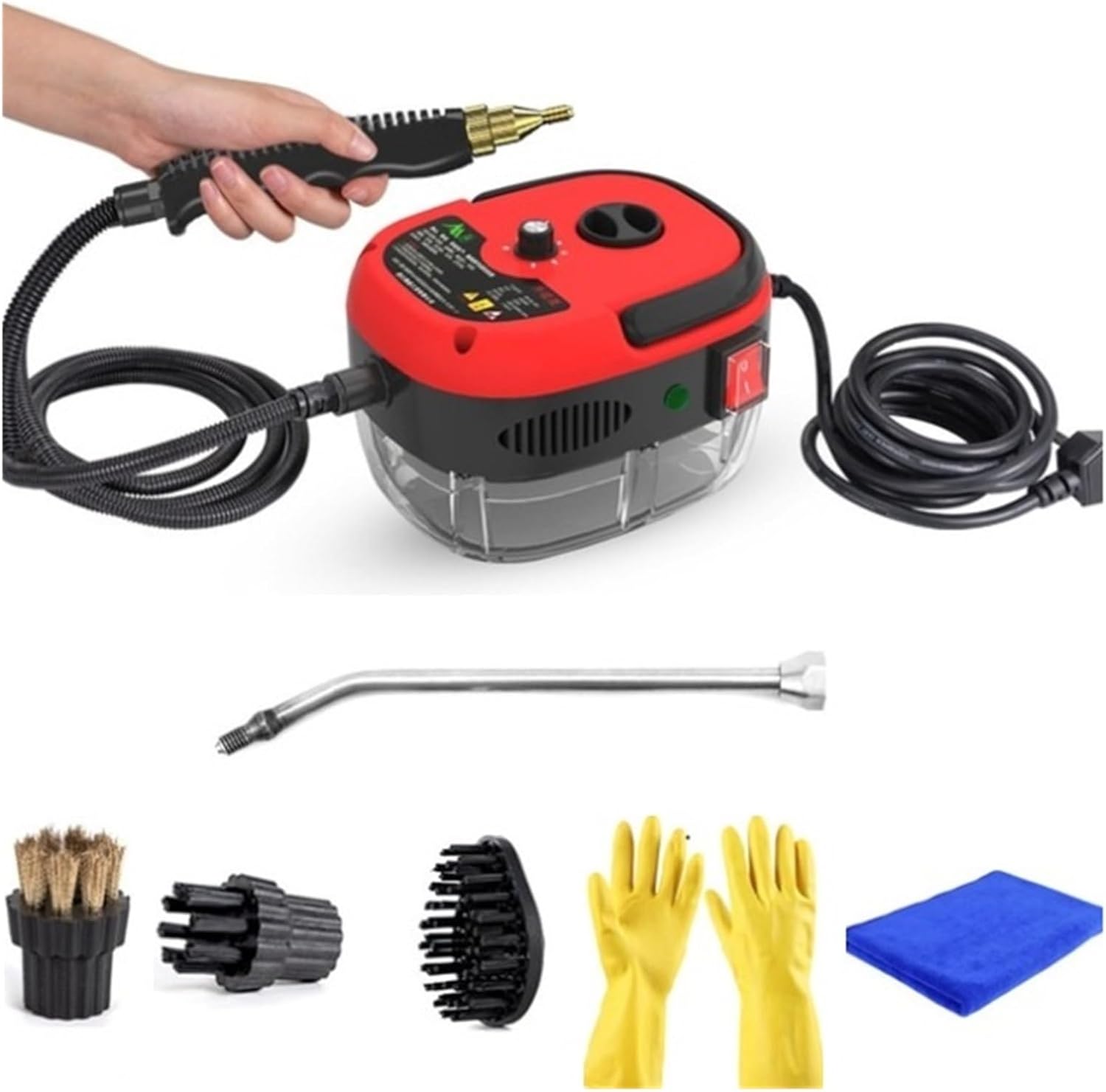 2500W High Pressure Steam Cleaner 110V 220V For Air Conditioner Kitchen Hood Car Handheld Steaming Cleaner(Red,US_110 V)