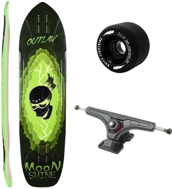 Longboard Skateboard, Freestyle Cruiser, Waterproof and Wood Construction, Cruise Skateboard and Longboard Decks, Lightweight Build (Outlaw Complete Deck + Wheels)