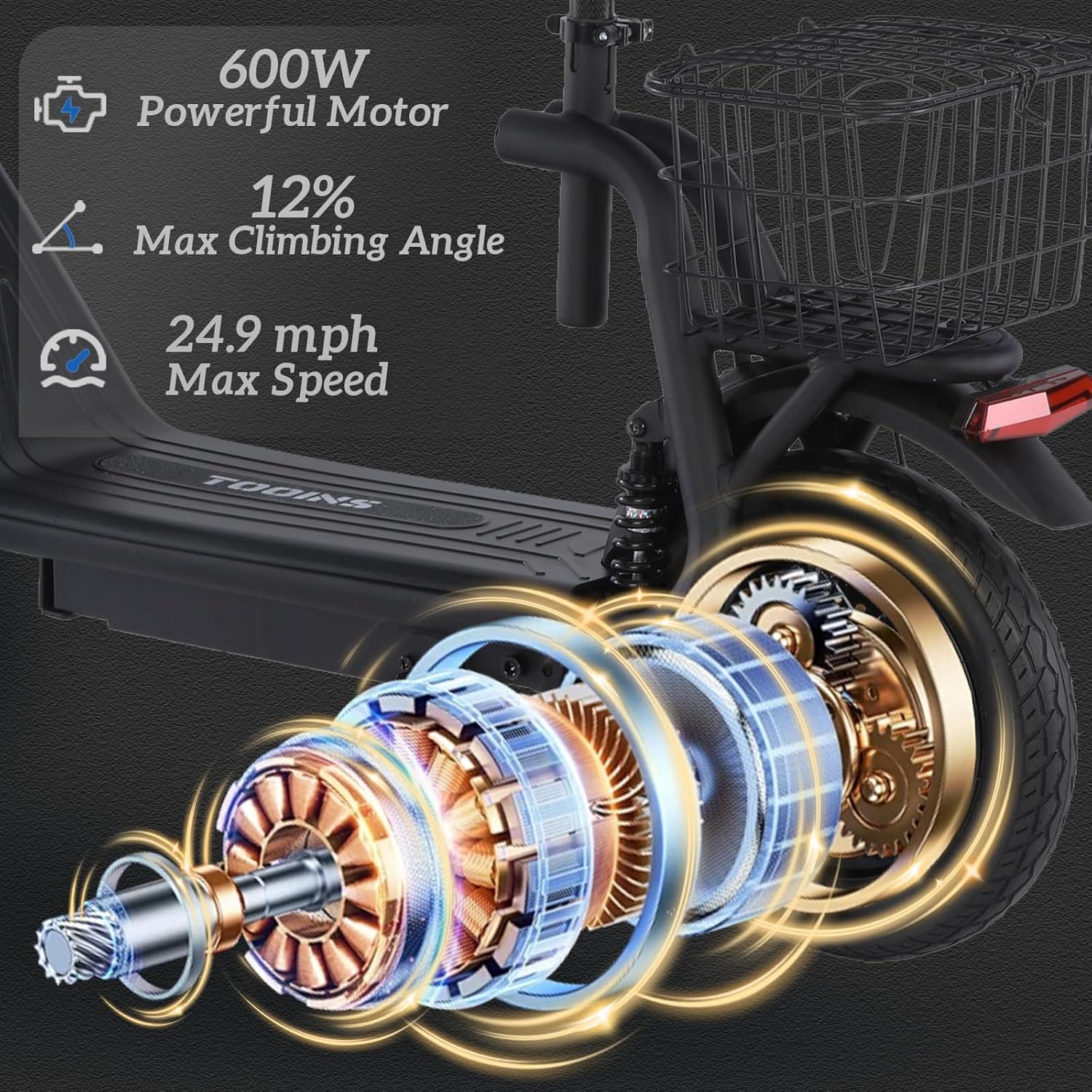 M2 Electric Scooter for Adults with Seat - 7075 Aerospace Aluminum Frame, Foldable E-Scooter with 600W Motor Power, 12-Inch Off-Road Tires with Shock Absorption, 25MPH, 25-Mile Range