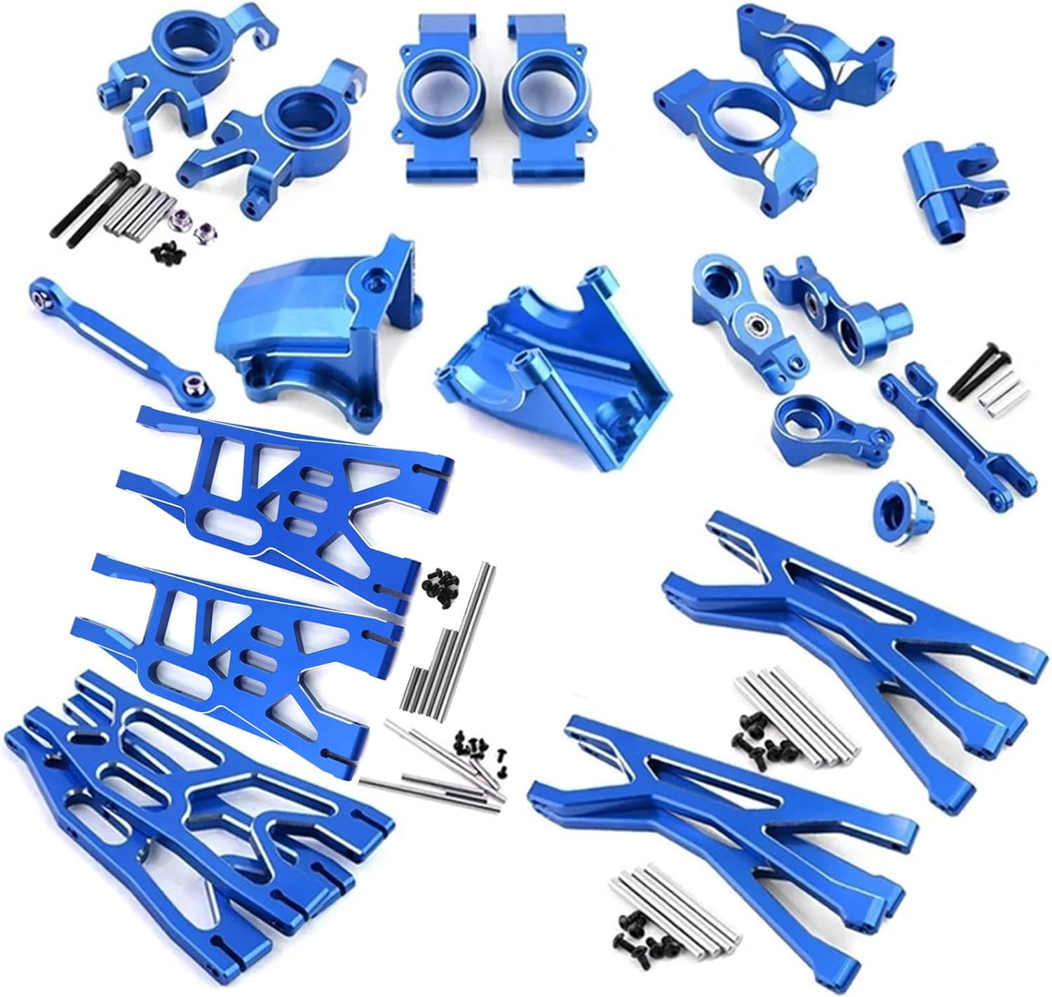Full Set Kit Upgrade Parts for 1/5 RC Truck Car Traxxas X-Maxx 6S 8S Steering Group,Rear Axle Mount,Swing Arm Gearbox Shell,Caster Block,Steering Cup,Servo Base (Blue)