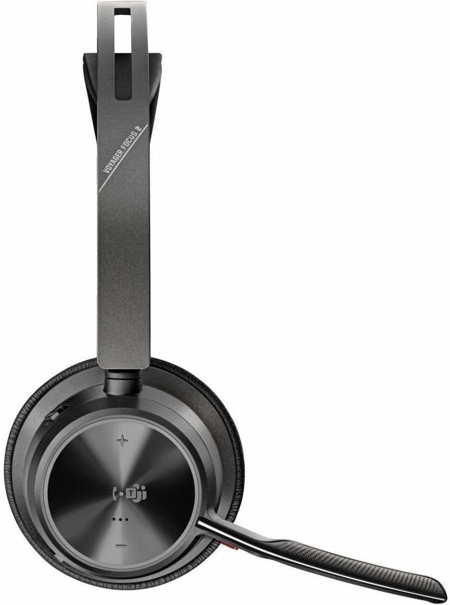 Poly Voyager Focus 2 Microsoft Teams Certified USBC-C Headset + USB-C/A Adapter TAA - Microsoft Teams Certification - Google Assistant, Siri - Stereo - USB Type C - Wired/Wireless - Bluetooth - 298.6