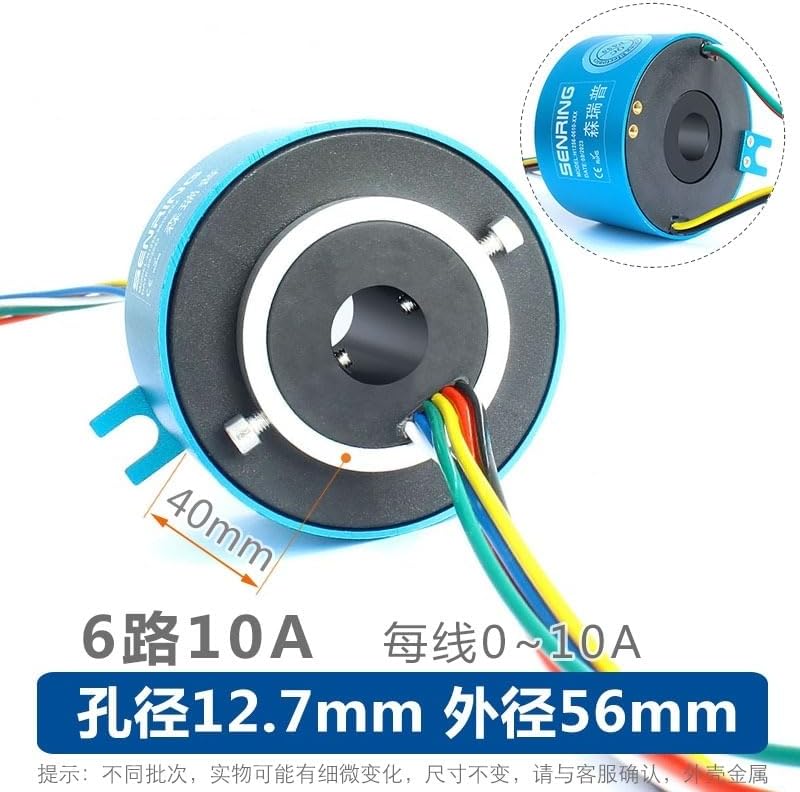 1PCS Through Hole Slip Ring 2/6/12/18/24 Channels 2A/5A/10A Current Slipring Hollow Rotate Connector Hole 8-100mm Conductive Rings(12.7X56mm 6CH 10A)