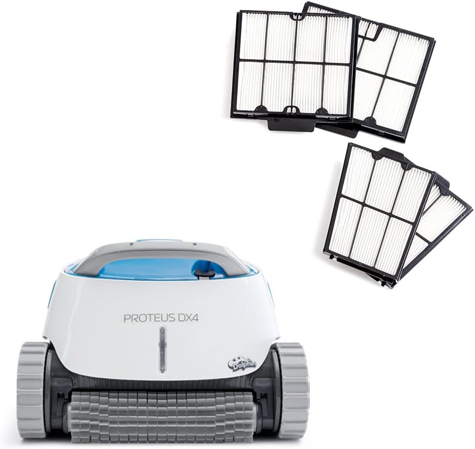 Dolphin Proteus DX4 Robotic Pool Vacuum Cleaner with Ultra-Fine Filters — Captures Even The Smallest Debris to Keep Your Pool Floor and Walls Clean — Ideal for All Pool Types up to 50 FT in Length