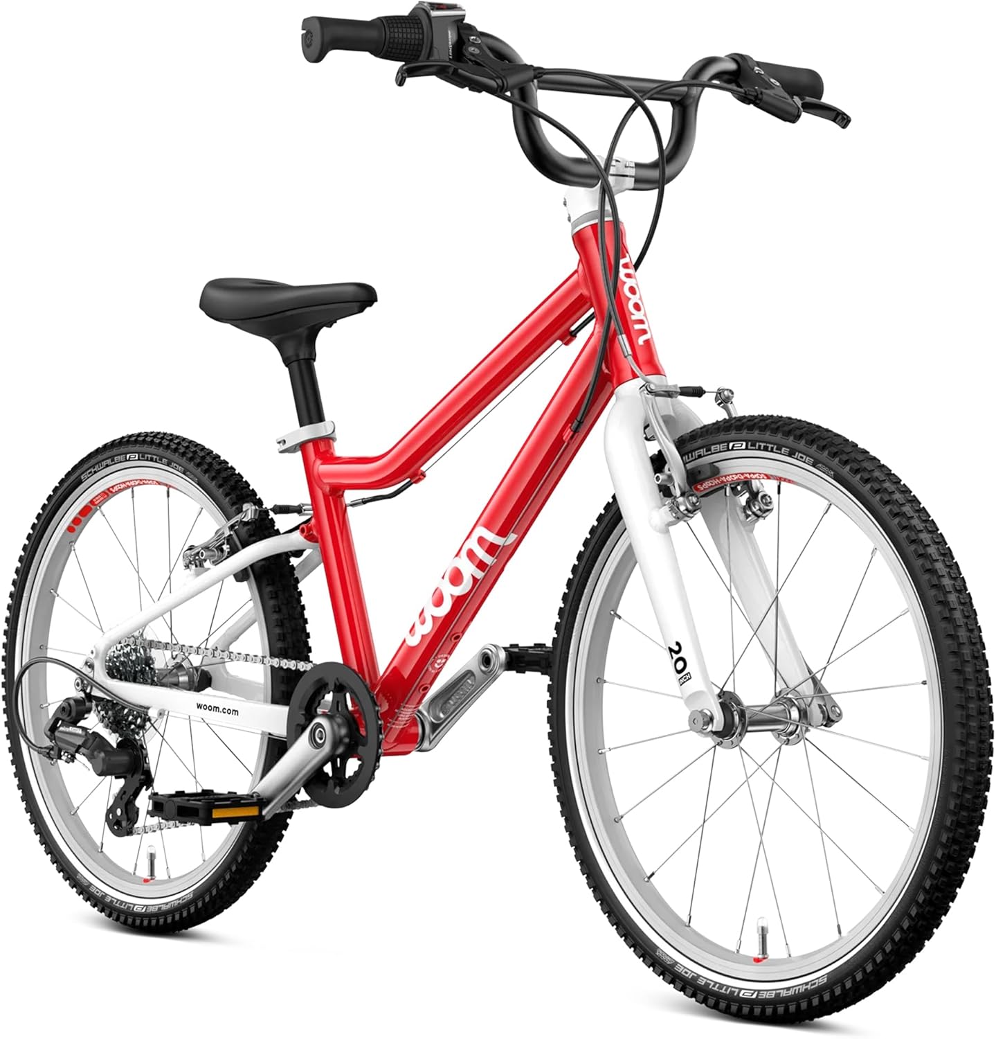 woom GO 4 Bicycle for Kids 6 to 8 Years Old, 20-Inch Lightweight 7-Speed Bike for Beginner Riders with Handbrake for Boys & Girls