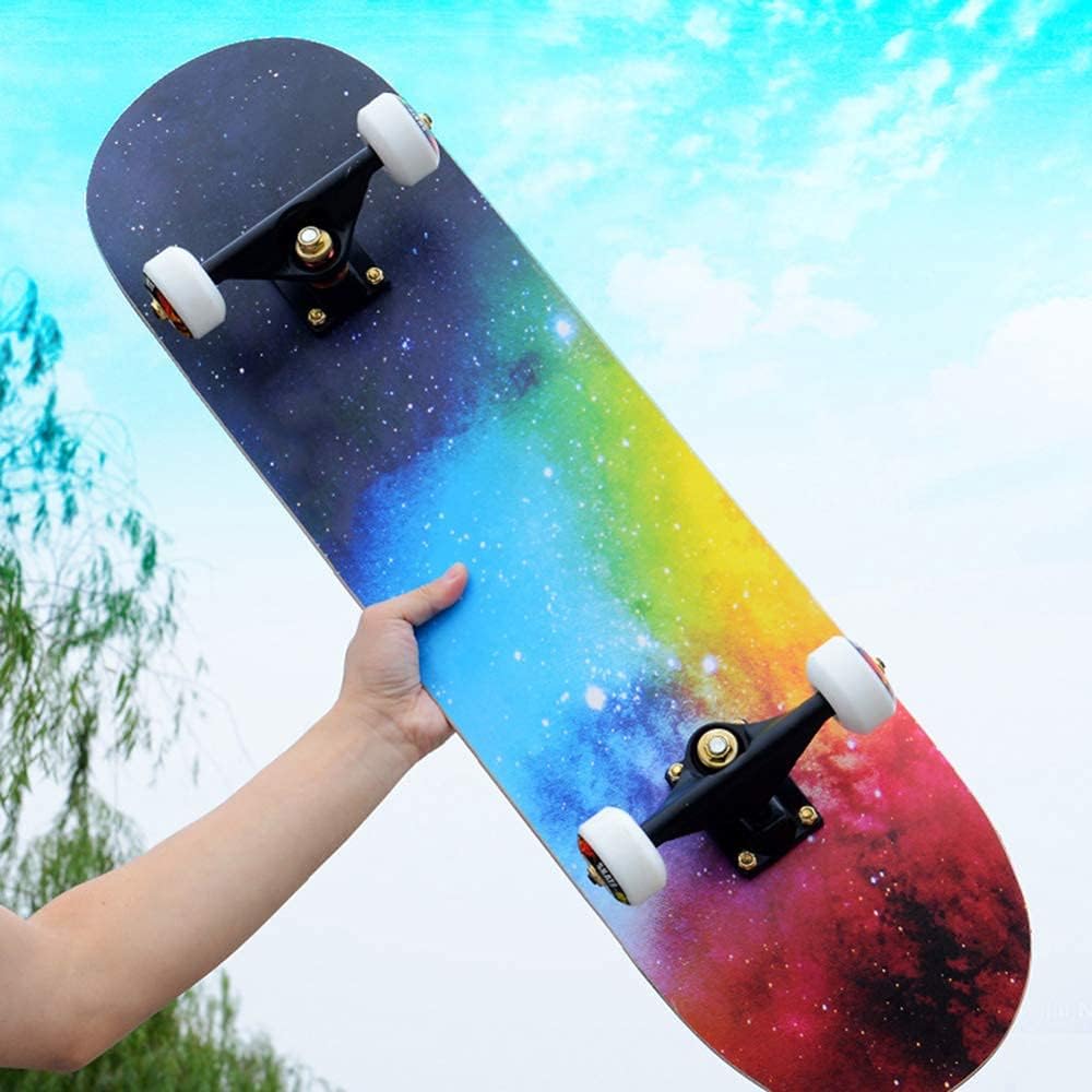 Skateboards 31 inches Complete Skateboards for Teens Beginners Girls Boys Kids Adults 7 Layer Maple Wood Skateboard (F)