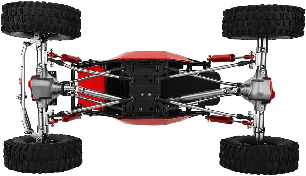 Metal DIY 330mm Wheelbase Rock Buggy Frame Chassis Crawler with SCX10 Straight Axles Nylon Tube Roll Cage for 1/10 RC Crawler Axial SCX10 Upgrades (red)