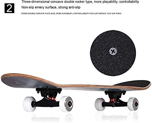 Skate Board in Maple Wood Skull Skateboard Complete 31x7.8 Inch Trick Cruiser Skate Boards Beginners Longboard with Maple Deck Adult