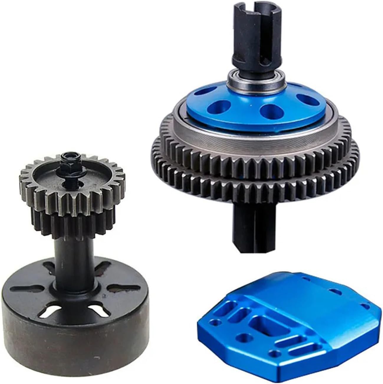 FLMLF Alloy 2 Speed Transmission Gear with Clutch Bell Kit for 1/5 Losi 5ive T Rovan Lt Kingmotor X2 Truck RC CAR Parts (Blue)