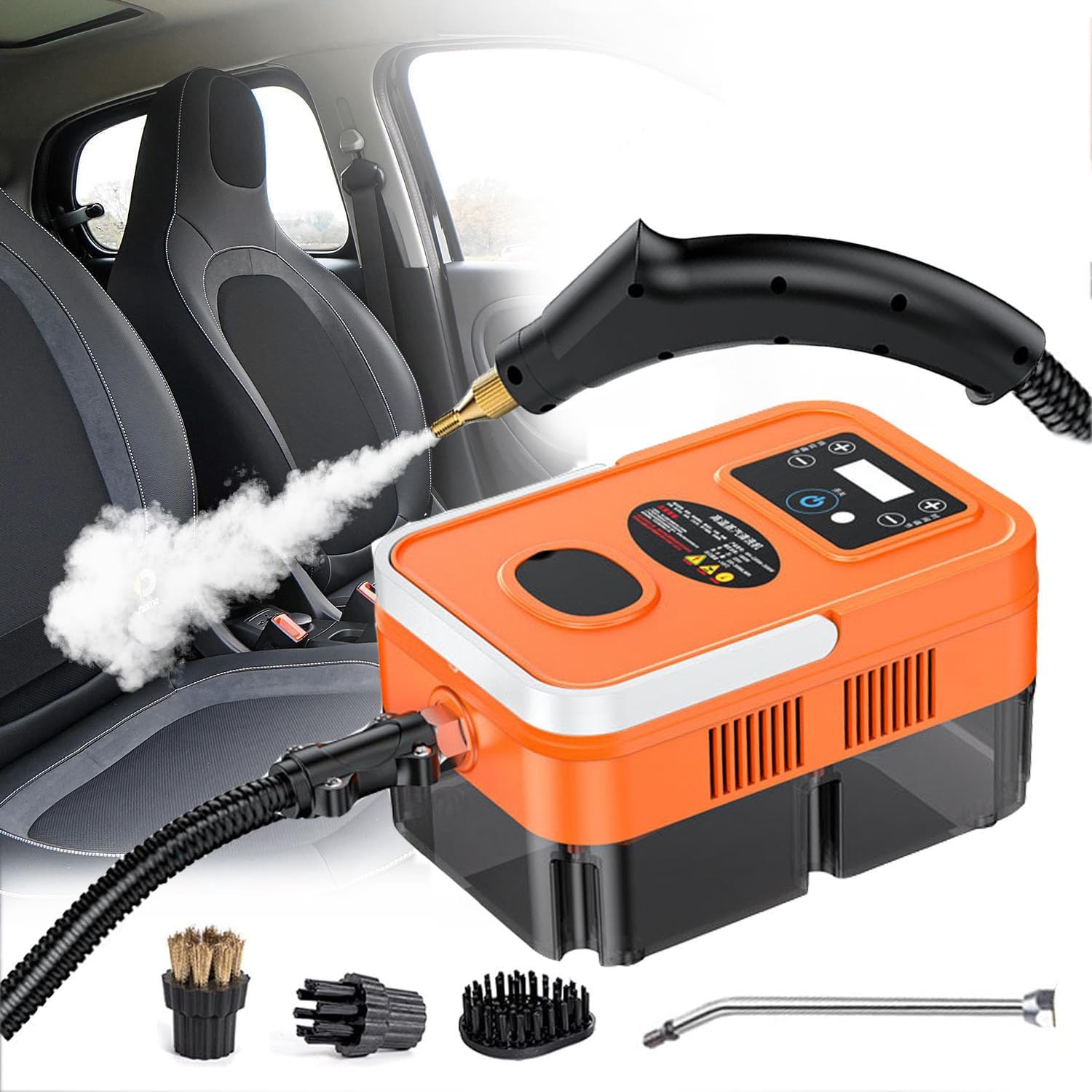 GLBMXDD High Pressure Steam Cleaner, 1600W Portable High Temp Power Steamer Cleaning Machine,Pressurized Handheld Natural Steam Cleaner,for Kitchen, Bathroom, Car, Grout and Tile,Yellow