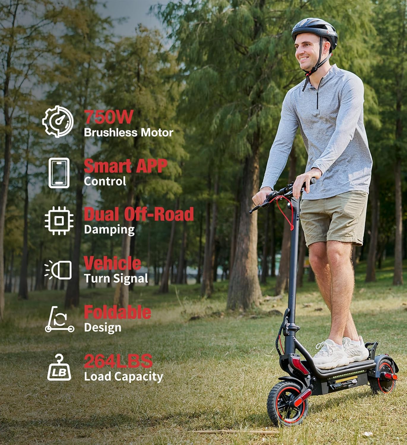 Electric Scooter 750W Powerful Motor for Adults, 22 MPH Top Speed & 25 Mile Range, 9.3