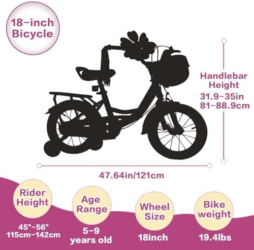 Kids Bike for Toddlers 3-8 Years, 14/18
