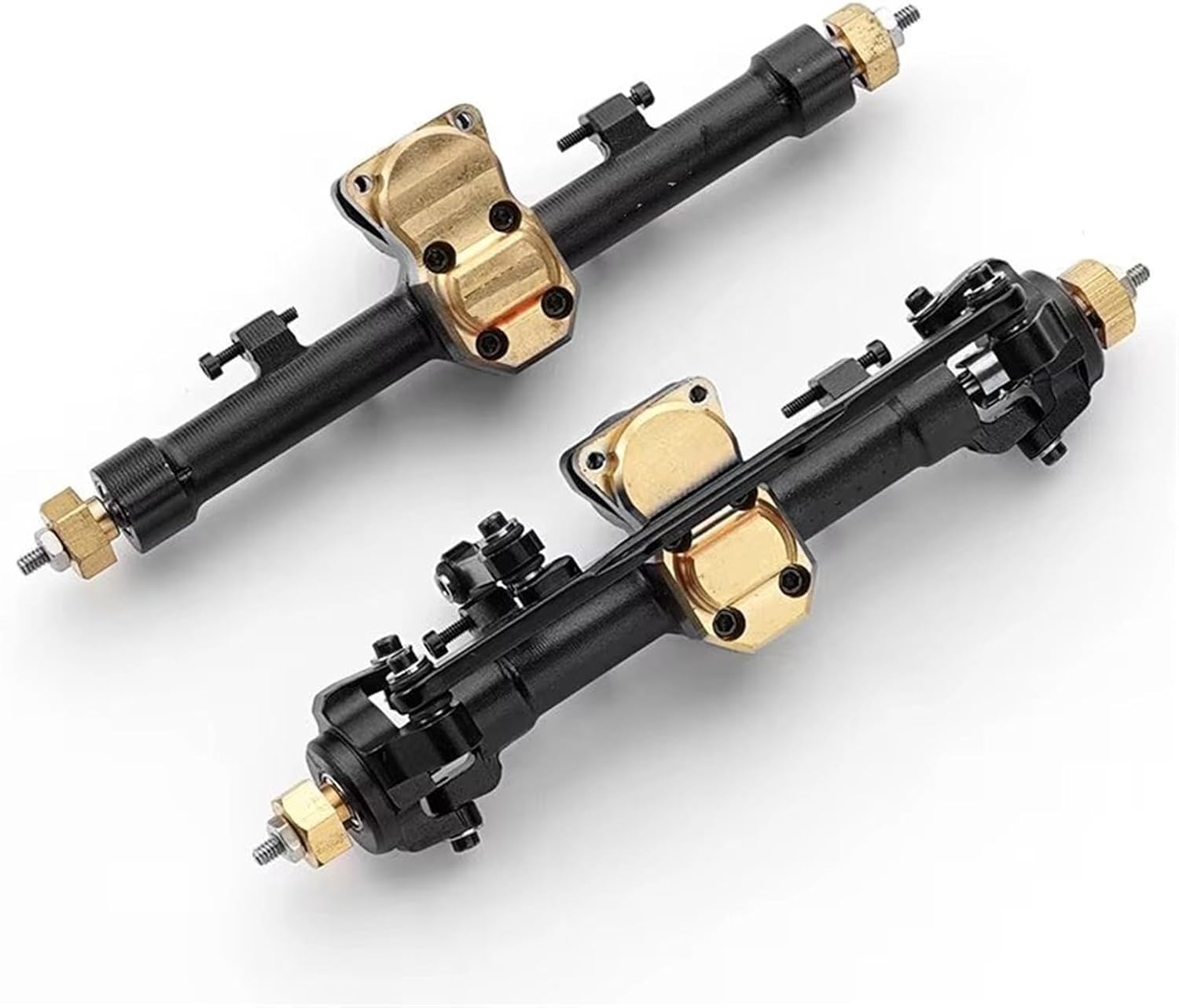Compatible with Axial for SCX24 1/24 RC Car Upgrade Part Accessories Aluminum Alloy 2pcs Complete Front Rear Axle RC Car Part Accessories(Black)