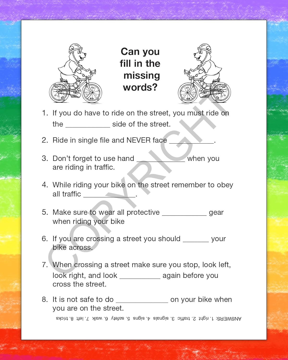 ZOCO – Bike Safety – Custom Educational Coloring & Activity Books (250 Bulk Pack, with Crayons) – Bicycle Road Rules, Helmet Safety for Kids – Add Your Imprint