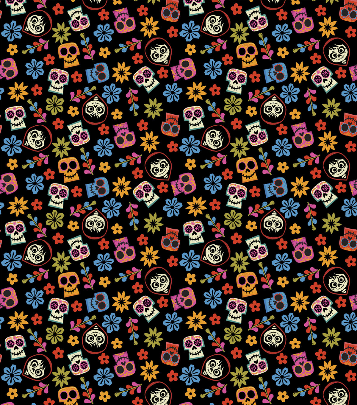 Coco Bright Skull Disney Cotton Fabric
