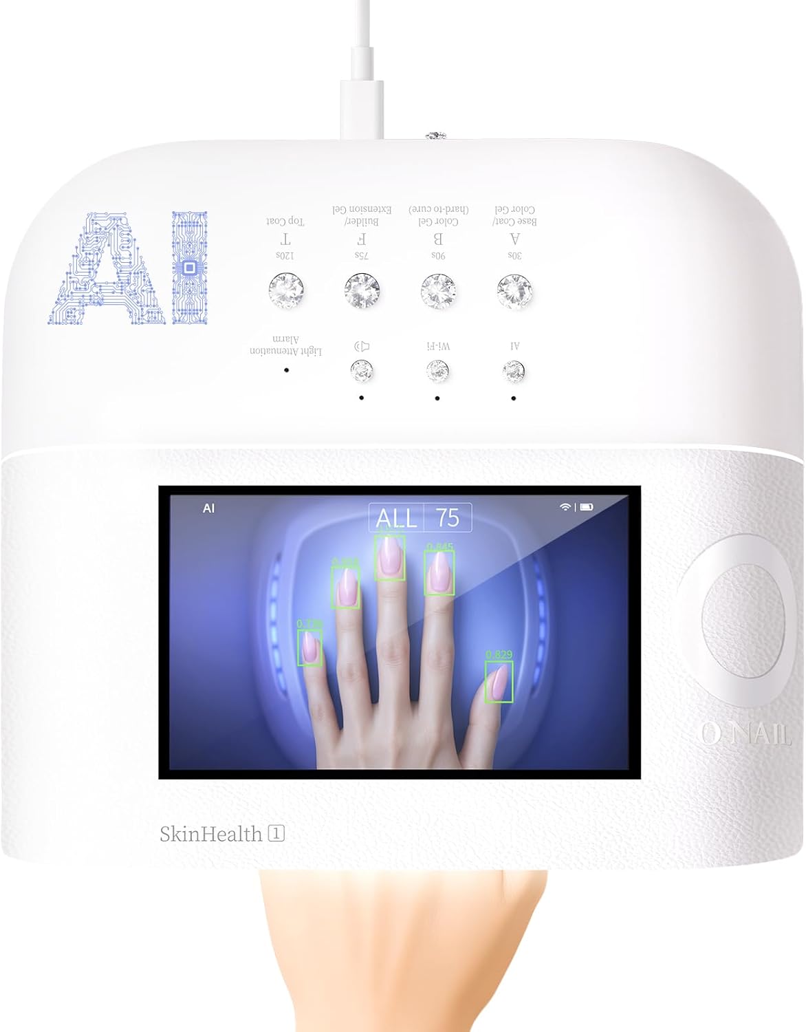 AI Health Nail Lamp-ONAIL AI Precision Scan,Reduce Excess UV Skin Damage-2in1 AI Computer&Nail Dryer with HD Visible Screen,109 LEDs 2X Faster Curing,Nail Curing Lamp for Salon and Home