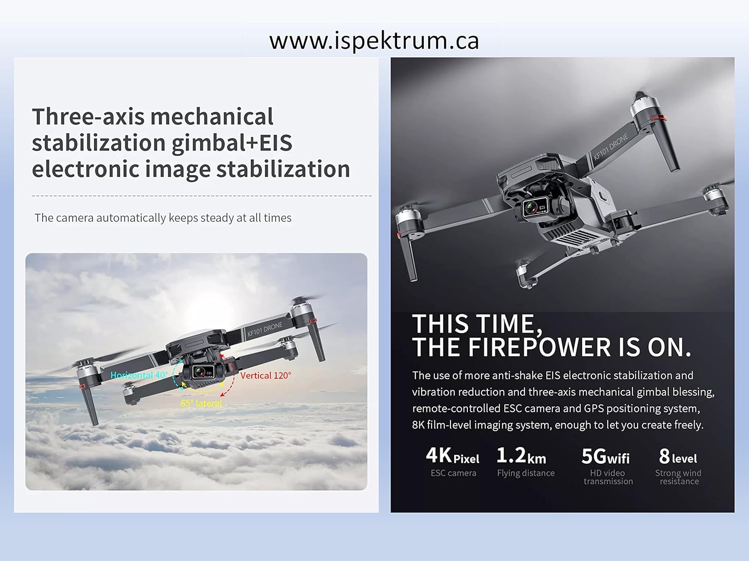 iSKF101 Drone 4K Camera 3-Axis Gimbal Smart Hover 30-Min Flight RC Quadcopter with Advanced Auto Return, 1.2KM Video Transmission, Gravity Sensor