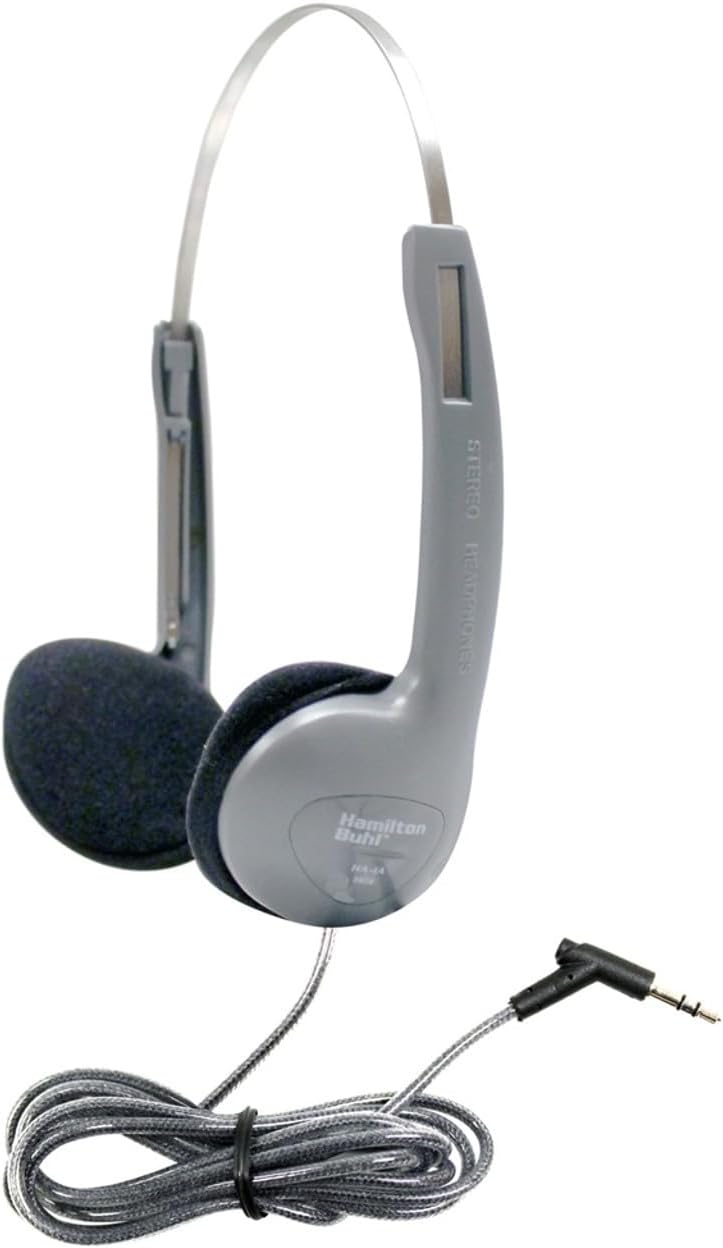 HamiltonBuhl HA-1A Personal Educational Headphones 100-Pack – Silver On-Ear Student Headphones, Replaceable Foam Cushions, Adjustable Aluminum Headband, 5 ft Chew-Resistant Dura-Cord, 3.5mm Plug