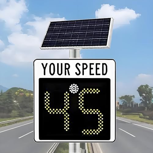 Solar-Powered LED Speed Limit Sign - Portable Traffic Display, Durable Aluminum Road Safety Sign, 19.69