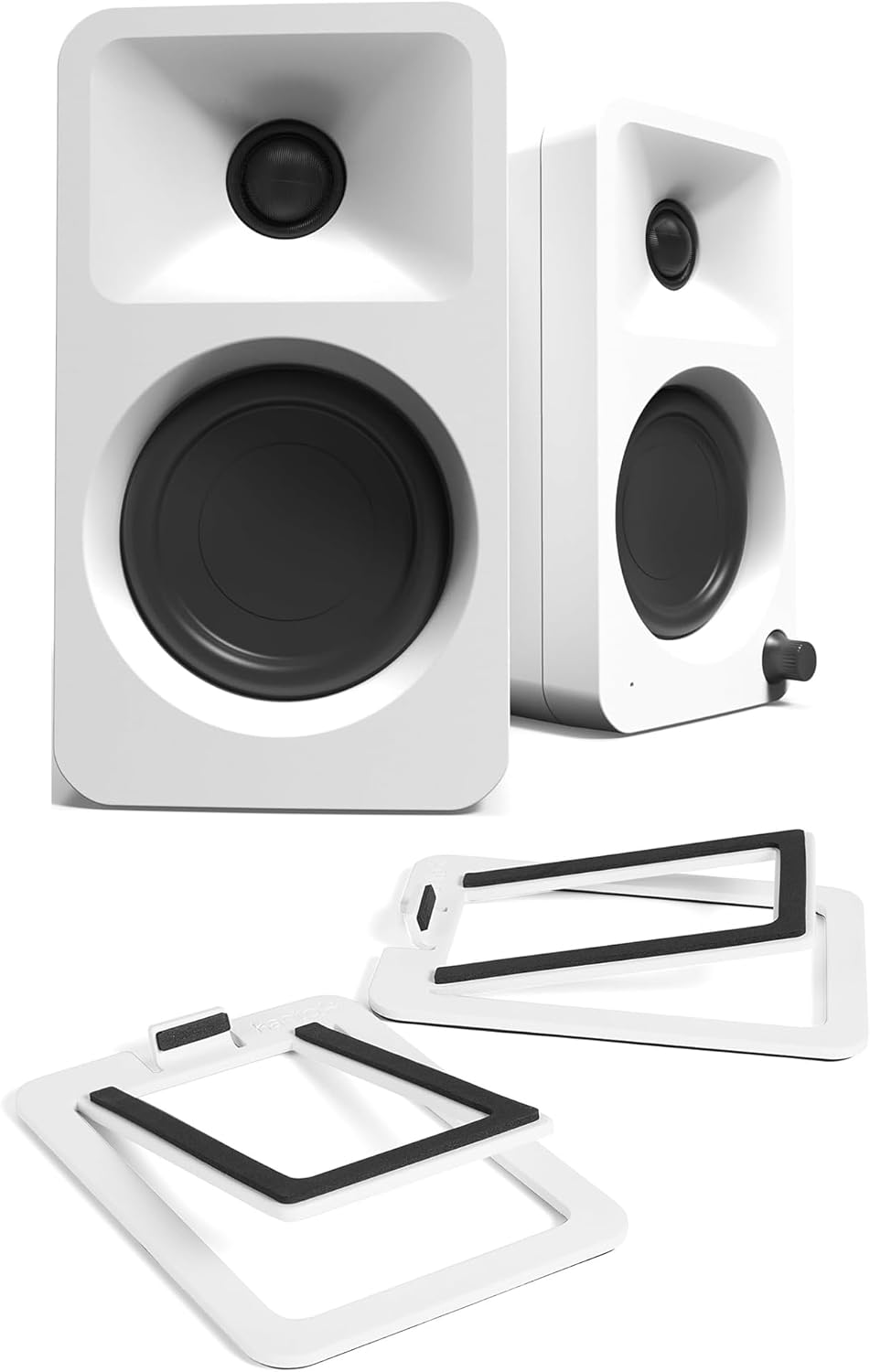 Kanto ORAMW Powered Reference Bluetooth Desktop Speakers - White Pair S2W Angled Desktop Speaker Stands for Small Speakers - White Pair (2024)
