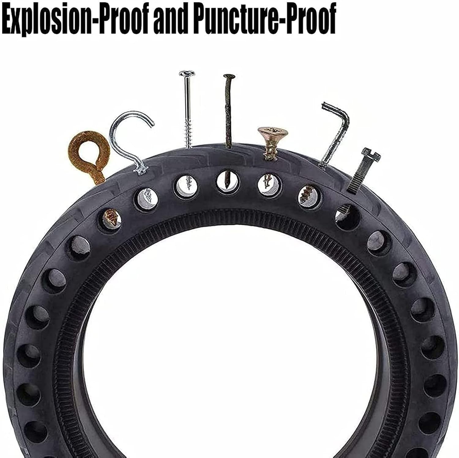 Electric Scooter Tires, 10X2.125 Solid Honeycomb, Non-Slip Puncture-Proof, Black