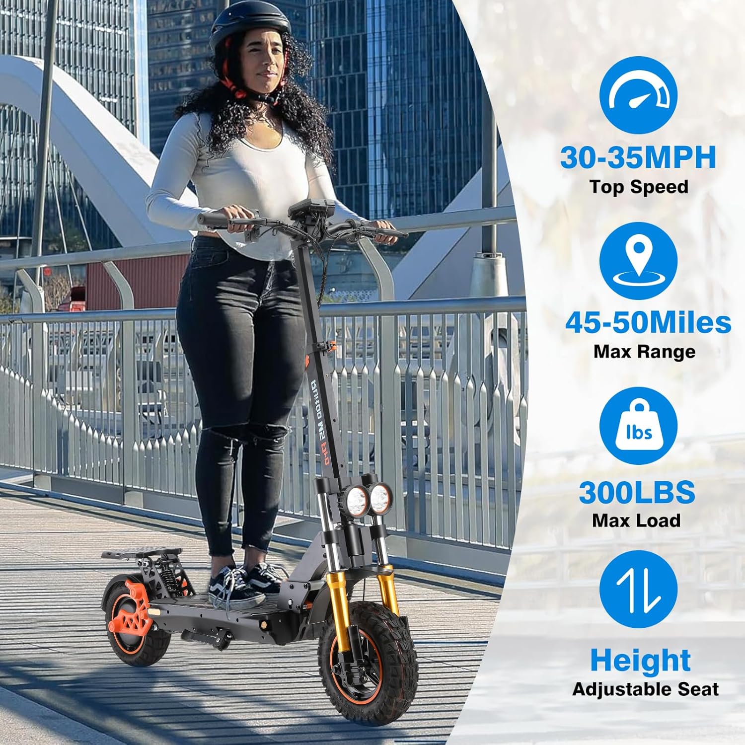 Off Road Electric Scooter for Adults – 5000W/1600W Fast E Scooter, 35/50Miles Long Range, 35/45MPH Max Speed, Heavy Duty 400 LB Capacity,Foldable Kick Scooter with Full Suspension for Commuter Outdoor