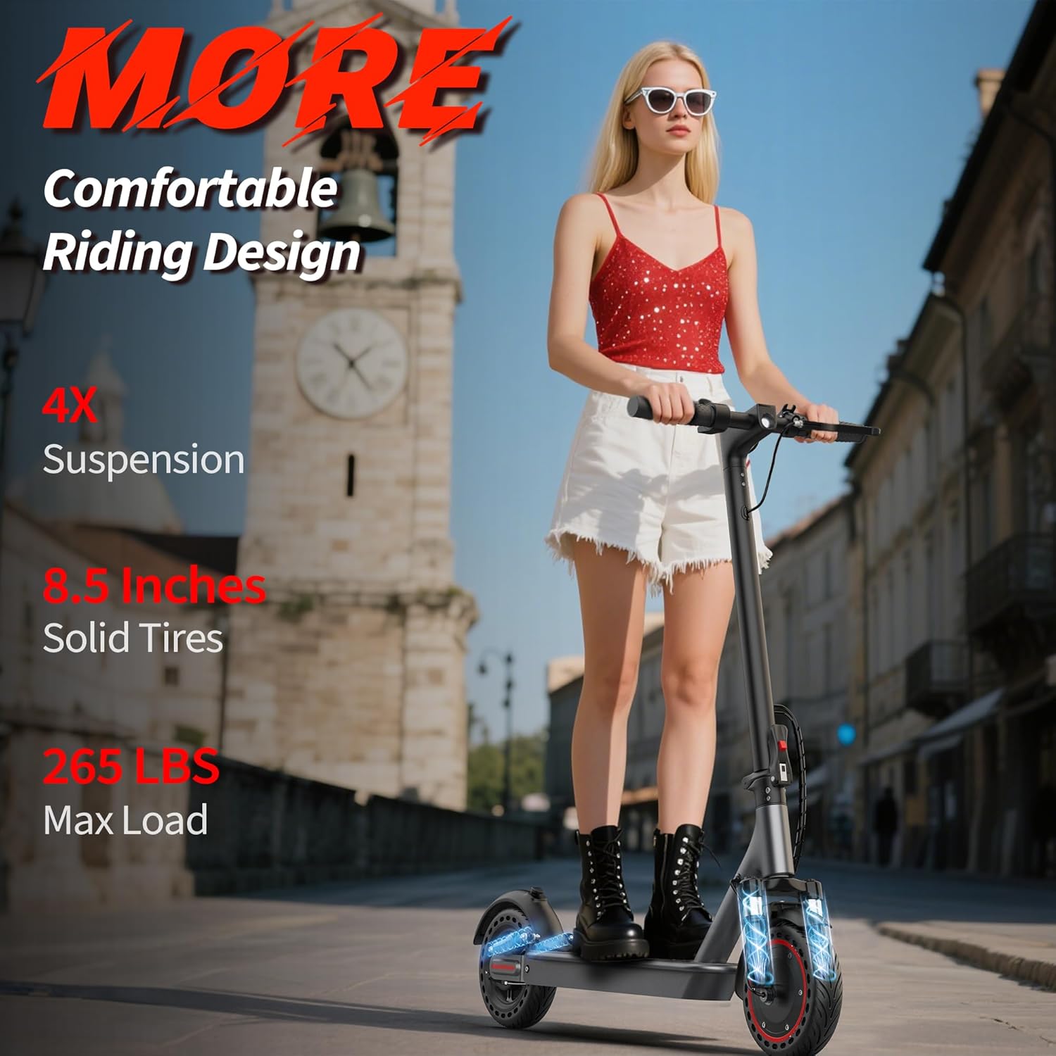 Electric Scooter, Powerful 500/350W Motor, 10