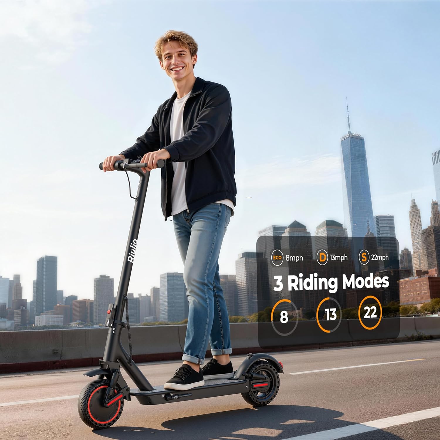 Electric Scooter for Adults, 350/500W Motor, 19/22MPH, 21/31 Miles Max Range, Dual Suspension, 8.5/10