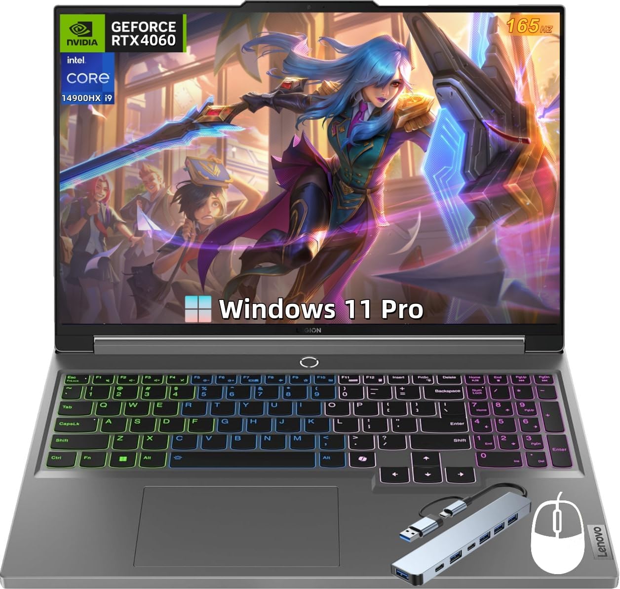 Lenovo Legion 5i Gaming Laptop, 16” WQXGA 165Hz Display, Intel i9-14900HX Processor, GeForce RTX 4060, 64 GB DDR5, 4 TB SSD, Backlit KB, Windows 11 Pro, Office 2024 Lifetime License,w/Accessories