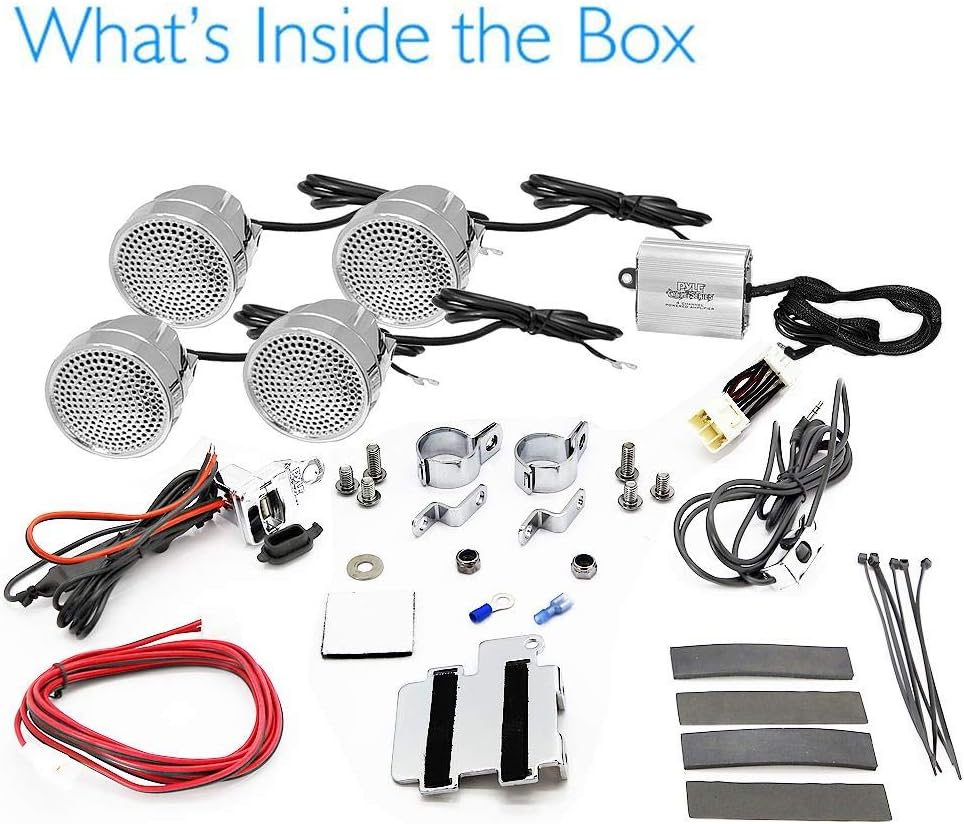 Pyle PLMCA90 1200 Watts Motorcycle/ATV Amplifier with Dual Handle-Bar Mount Weatherproof Speakers