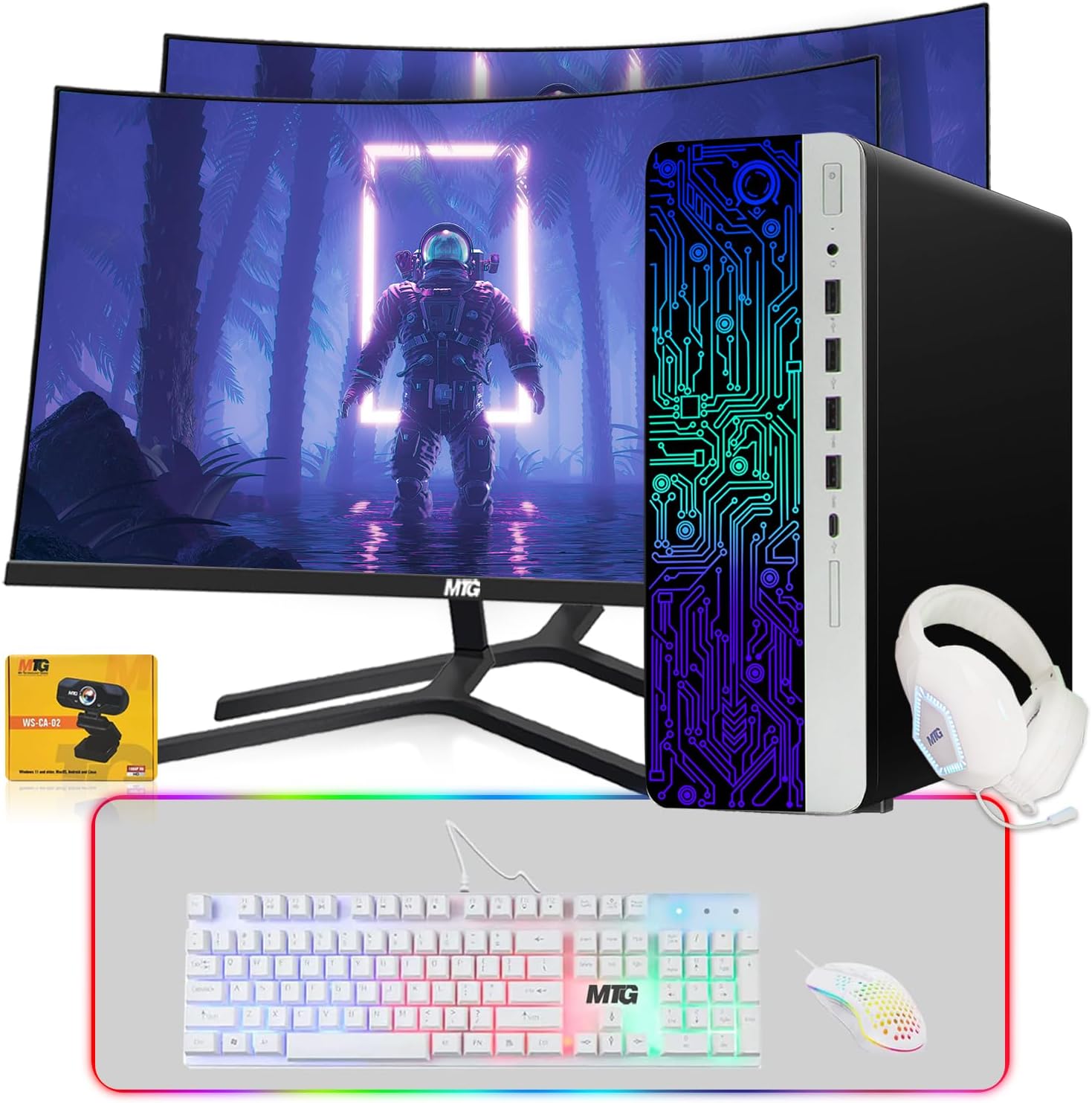TechMagnet HP G3 Gaming Desktop PC,Intel Core i5 6th Gen,GT 1030 Graphics,32GB RAM,240GB SSD,MTG New 24 Inch Dual Monitor,Gaming Kit Webcam,Windows 11 (Renewed)