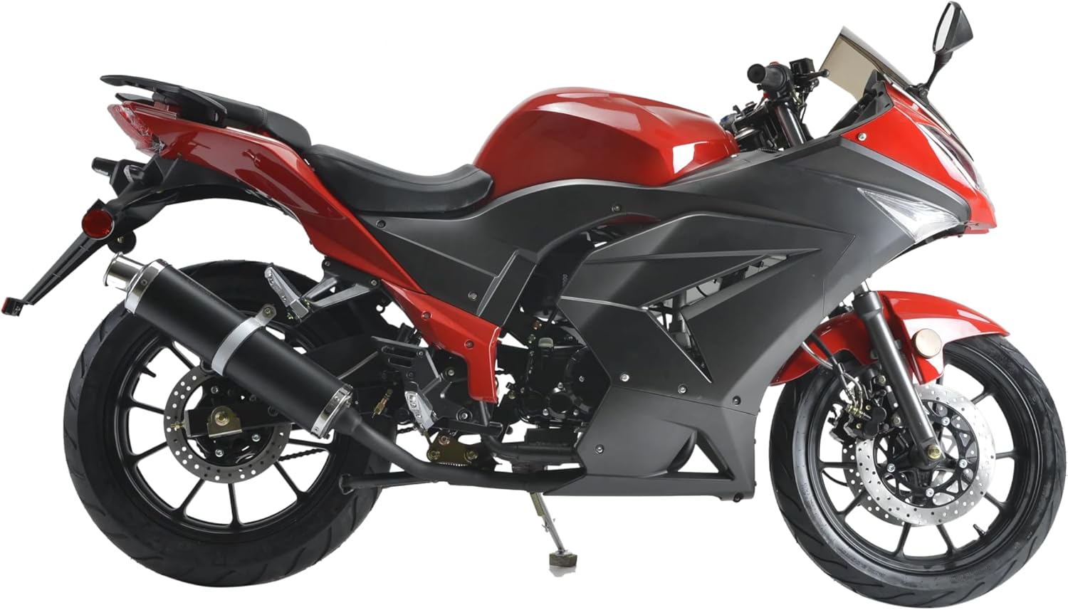 HHH 125cc Motorcycle with Manual Transmission Gas Street Bike by Boom BD125-11 for Adult Youth 125cc Scooter LED Lights and 17 inches Wheels (Red)